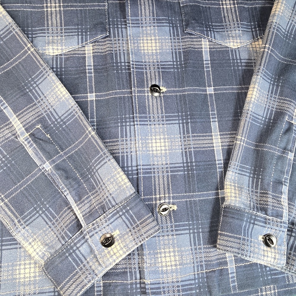 RRL Ralph Lauren 100% Cotton Plaid Button Long Sleeve Shirt WOMEN Size 2 Blue - Picture 5 of 12